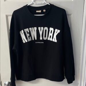 Scotch&Soda black crewneck sweatshirt spell out ‘New York’ NWT women’s size XL